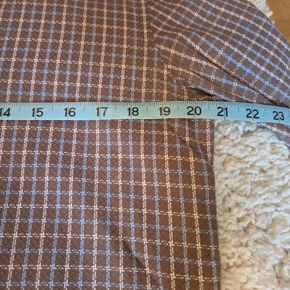 Bugatchi Brown Blue Plaid Button Down Long Sleeve Shirt Medium - Picture 4 of 11